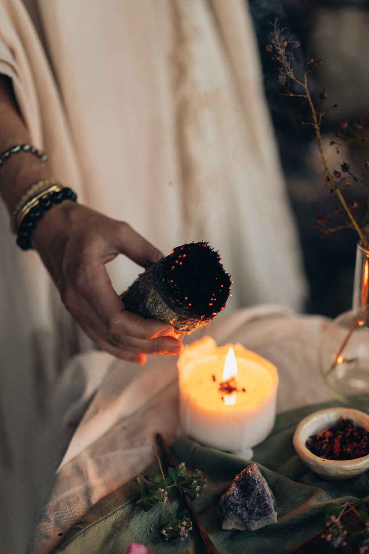 Woman Burning a Sage